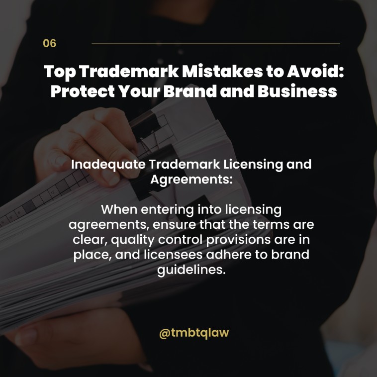Top Trademark Mistakes image featuring TMBTQ Law, highlighting their website services and legal expertise.